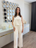 Balon Model Keten Pantolon Bluz Takım