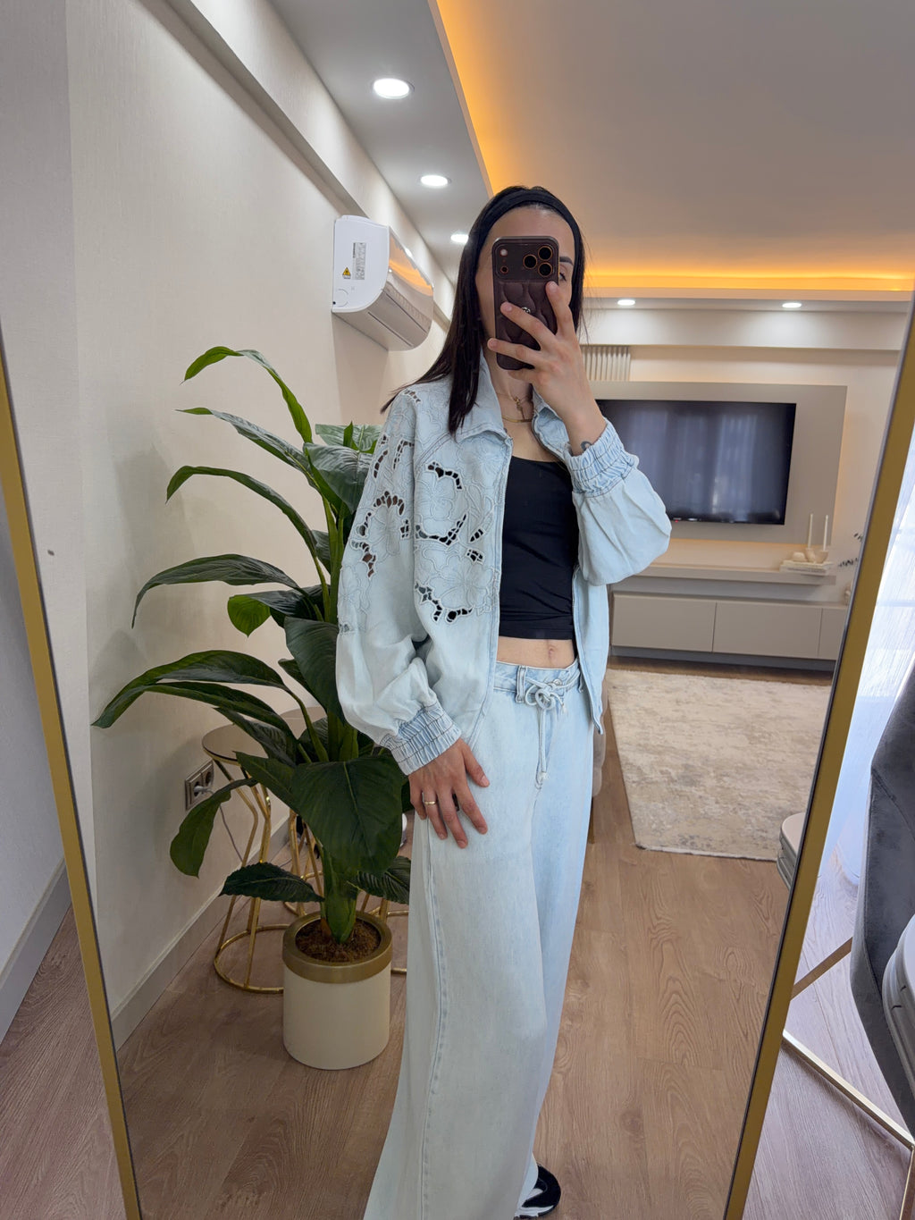 Ajur Detaylı Tensel Jean